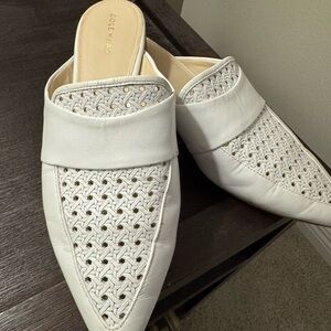 Cole Haan Women's White Woven Mules